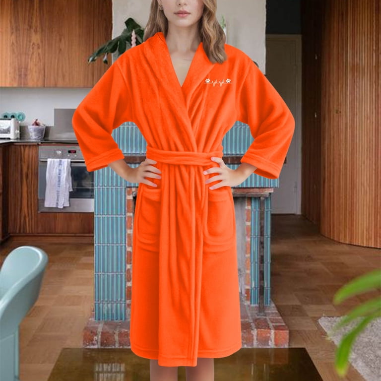 orange fluffy dressing gown Womens Hooded Warm Dressing Gown Robe, Super Soft Fluffy Thick Fleece  Bathrobe Nightgown, Gifts for Mum,Orange a,L : Amazon.com.au: Clothing,  Shoes & Accessories