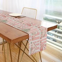 Yayeee Table Runner 90 inches Long Home Kitchen Dinning Party Decoration, Light Green Christmas Houses