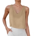 thumbnail image 2 of Crop Tank Tops for Women Lightweight Casual Cotton Linen V Neck Sleeveless Shirt Going out Tops Summer Outfits, 2 of 8