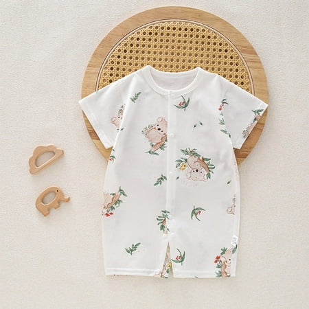 BLTIBY Newborn Baby Girls Boys Romper Summer Short Sleeve Round Neck Toddler Infant Printed Button Down Rompers One-Piece Fashion Bodysuits 2025 White 3 0-3 Months BLTIBY Newborn Baby Girls Boys Romper Summer Short Sleeve Round Neck Toddler Infant Printed Button Down Rompers One-Piece Fashion Bodysuits 2025 White 3 0-3 Months