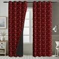 thumbnail image 4 of Vargottam Block Design Blackout Curtains - Set of 2 Panels, 52 x 108 Inches Each - Light Blocking & Thermal Insulated Drapes with Grommet Top for Bedroom & Living Room - Maroon, 4 of 9