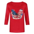 thumbnail image 3 of Womens Floral Graphic Tees 3/4 Sleeve Trendy Holiday Patriotic Tshirts Tops Independence Day Vacation Pullover Red, S, 3 of 5