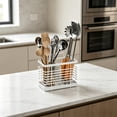 thumbnail image 6 of Wall Mounted Utensil Caddy Kitchen Cutlery Holder With Drainage Tray Heavy Duty Wrought Iron Organizer For Spoons Forks White, 6 of 6