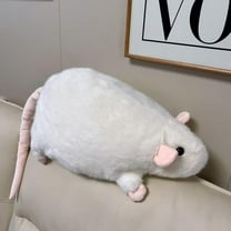 Jumbo Rat Plush Pillow (35.4 in) - Soft & Cute Stuffed Animal Pillow, Adorable Rat Cuddle Pillow for Bed, Sofa, Room Decor (White)