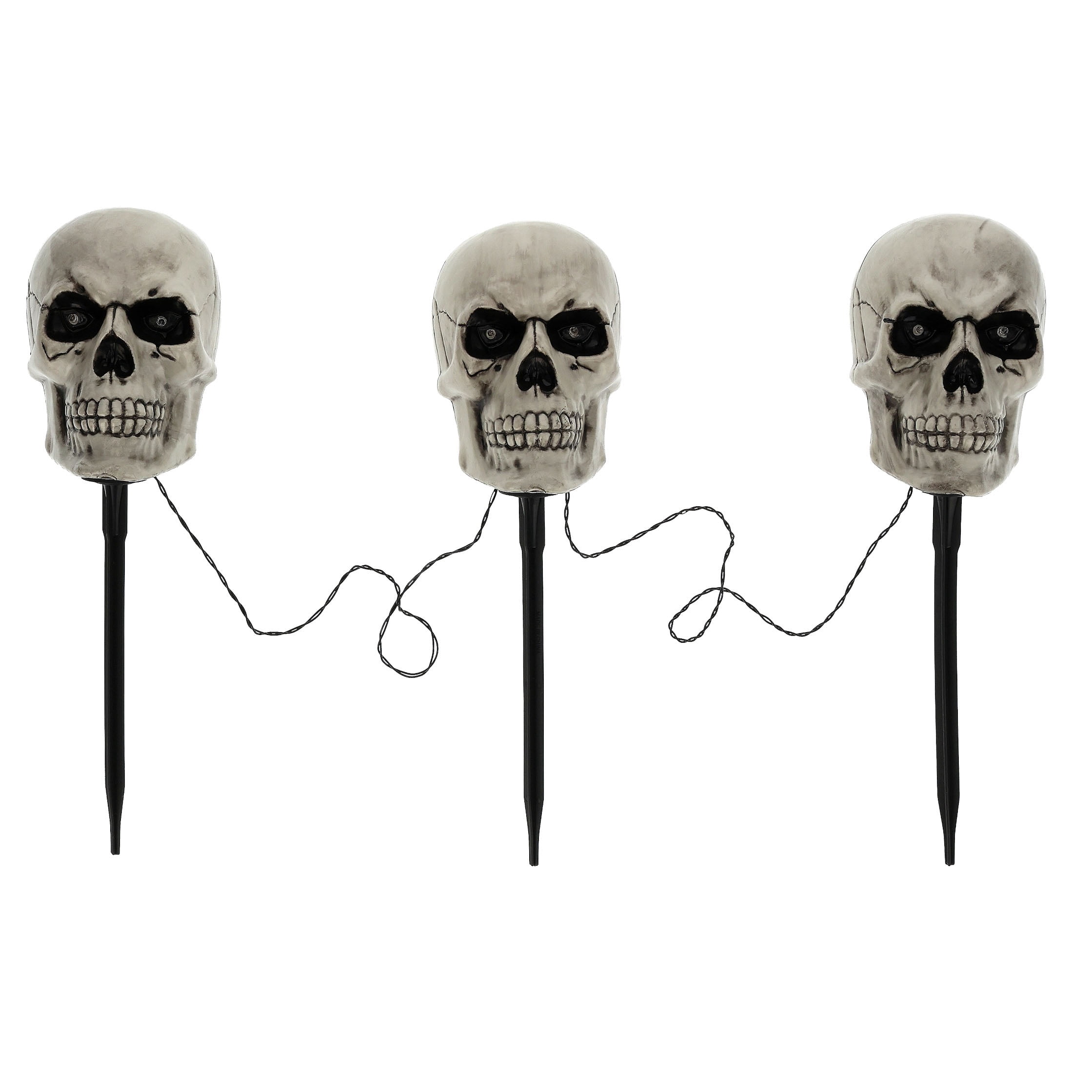 Outdoor Battery-Operated LED Skull Pathmarkers, 17", 3 Count, Halloween by Way To Celebrate