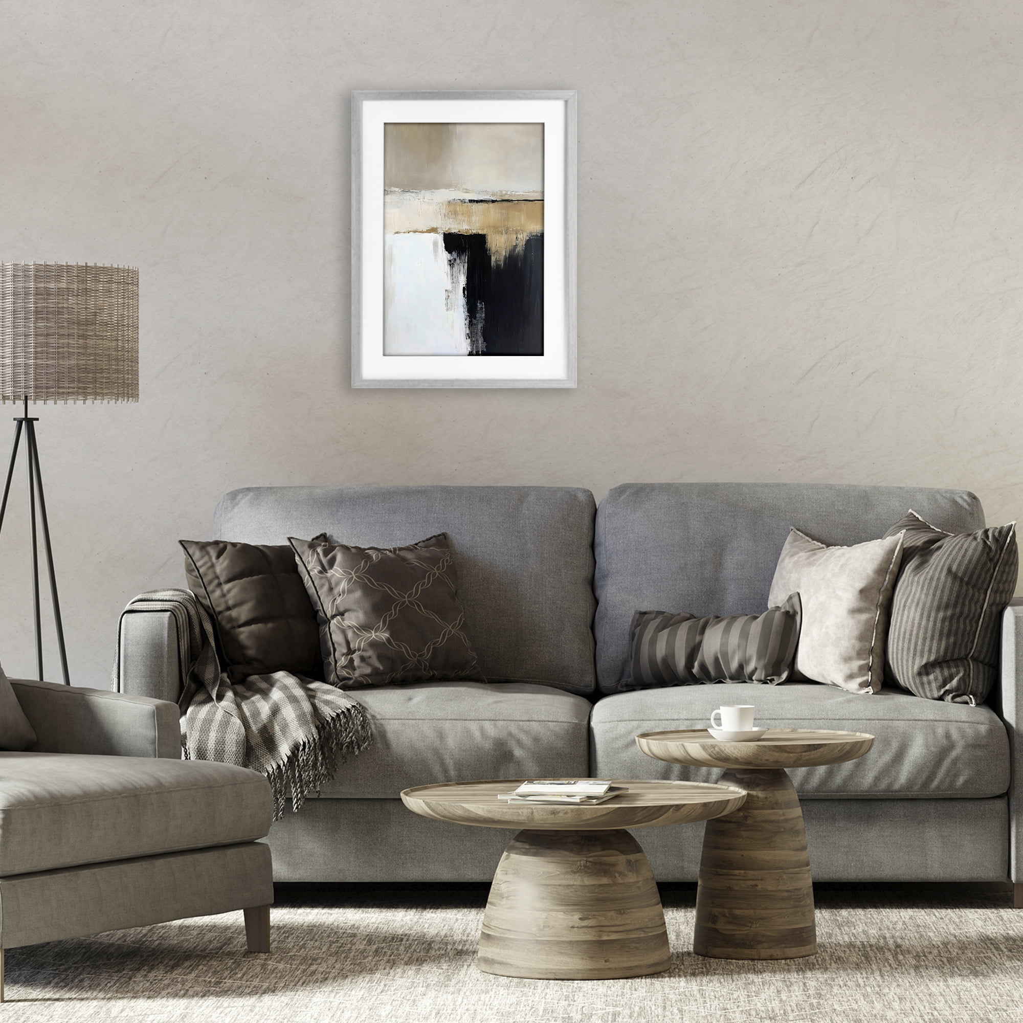 Stupell Industries Desert Horizon Muted Abstract Gray Framed Print Under Glass, design by Gina Kelly