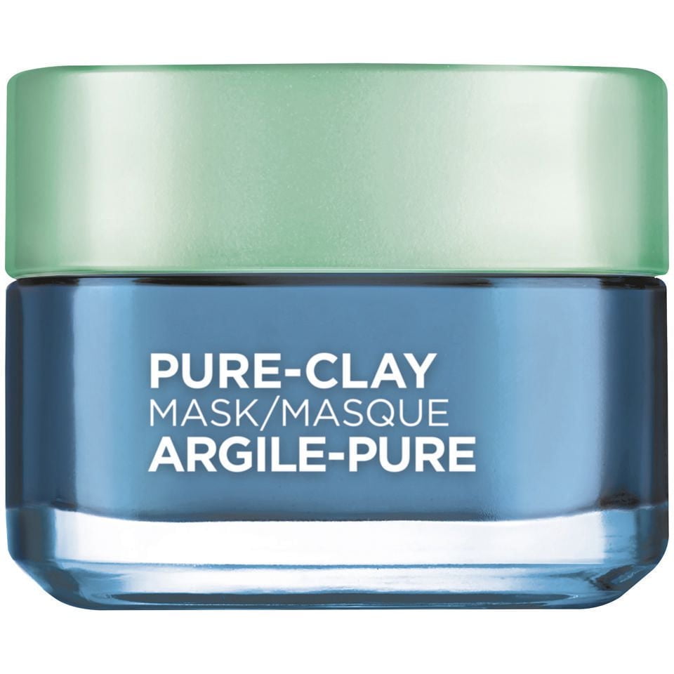 L'Oréal Paris Pure-Clay Masque nettoyant avec 3 Argiles Minérales + de L'Extrait D'Algue Marine pour Peau Sensible, 50 ml