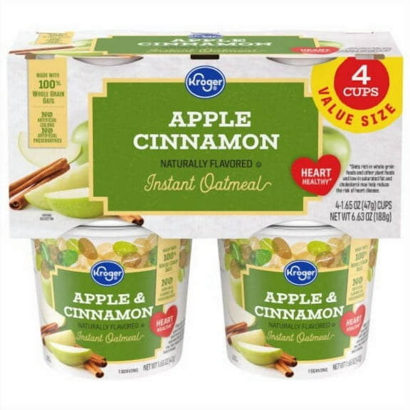 KR Naturally Flavored Apple Cinnamon Instant Oatmeal 4 ct / 1.65 oz - Pack of 2