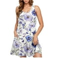thumbnail image 5 of ZQUUVOU Women's Casual Floral Print Dress Sleeveless Round Neck Knee Length Skirt Purple, 5 of 5
