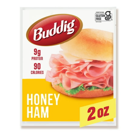 Carl Buddig  Original Honey Ham Lunchmeat 2oz (56 gram) Plastic Pouch, 9 Grams of Protein per Serving, Refrigerated