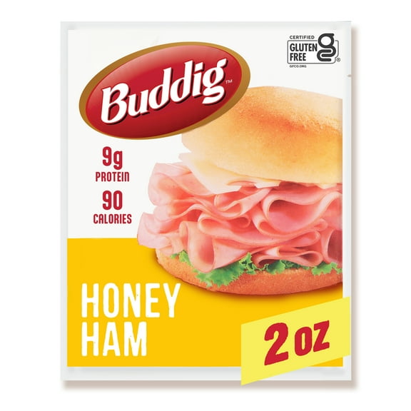 Carl Buddig  Original Honey Ham Lunchmeat 2oz (56 gram) Plastic Pouch, 9 Grams of Protein per Serving, Refrigerated