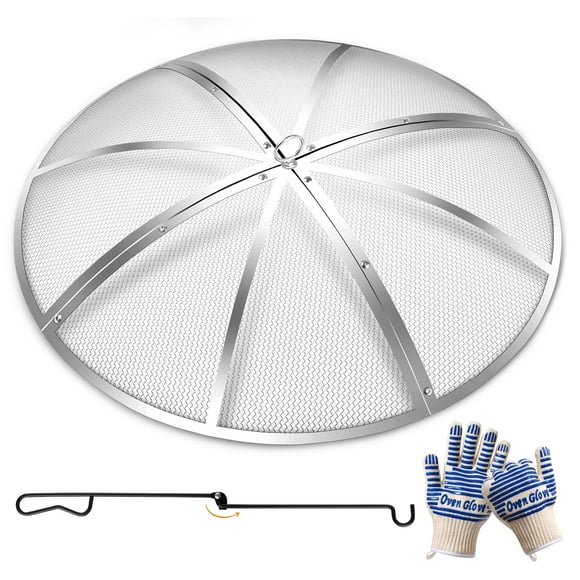 Pantalla redonda para fogatas Baitedelai, acero inoxidable, 56 cm