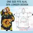 thumbnail image 4 of Oversized Wearable Blanket Hoodie,Black Sunflower White Flower Pattern Sherpa Blanket Hoodie with Super Pockets,Super Warm Fuzzy Pullover for Women & Men, 4 of 6