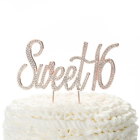 Ella Celebration Sweet 16 Cake Topper Rose Gold Rhinestone 16th Birthday Party Decoration (Sweet 16 Rose (Best Sweet 16 Birthday Cakes)