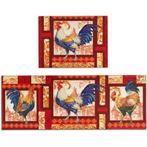 Rooster Kitchen Rug - Kitchen Mat Set of 2, Red Kitchen Rugs Farmhouse Style, Unique Rooster and Chicken Kitchen Decor, Rooster Themed Decorations Stuff Gifts for Kitchen, Kitchen Rugs Rooster Theme