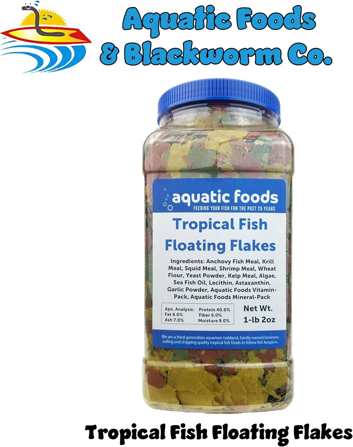 Tropical Fish Flakes, Krill, Color Enhancing, Spirulina Flakes for Cichlids, Angels, All Tropical Fish also Pellet & Wafer Mix Included - 1-lb 2oz