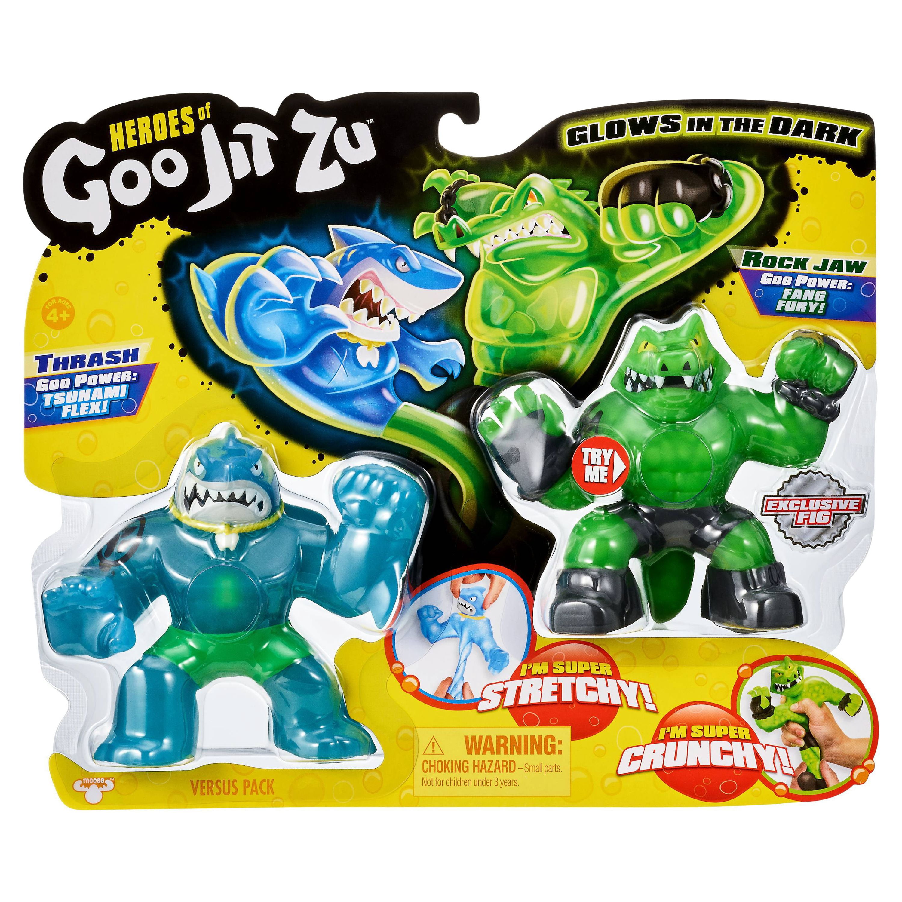 Heroes of Goo Jit Zu Super Stretchy 2-Pack Action Figures, Thrash vs Rockjaw.