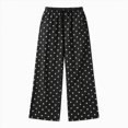 thumbnail image 4 of UAYOTSE Women Satin Dotted Home Pants Loose Straight Leg Casual Pants,Sizes L, 4 of 6