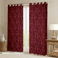 thumbnail image 2 of Feelyou Adult Boho Damask Black Out Curtains, Maroon Ghost Curtains Pack of 2 (42x63 Each), 2 of 6