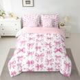thumbnail image 2 of Manfei Girly Pink Bowknot Twin Bedding Sets 7-Piece for Kids, Kawaii Love Heart Bedding Comforter Set, Princess Cartoon Theme Reversible Sheet Sets, Ultra Soft Home Decor, 2 of 7
