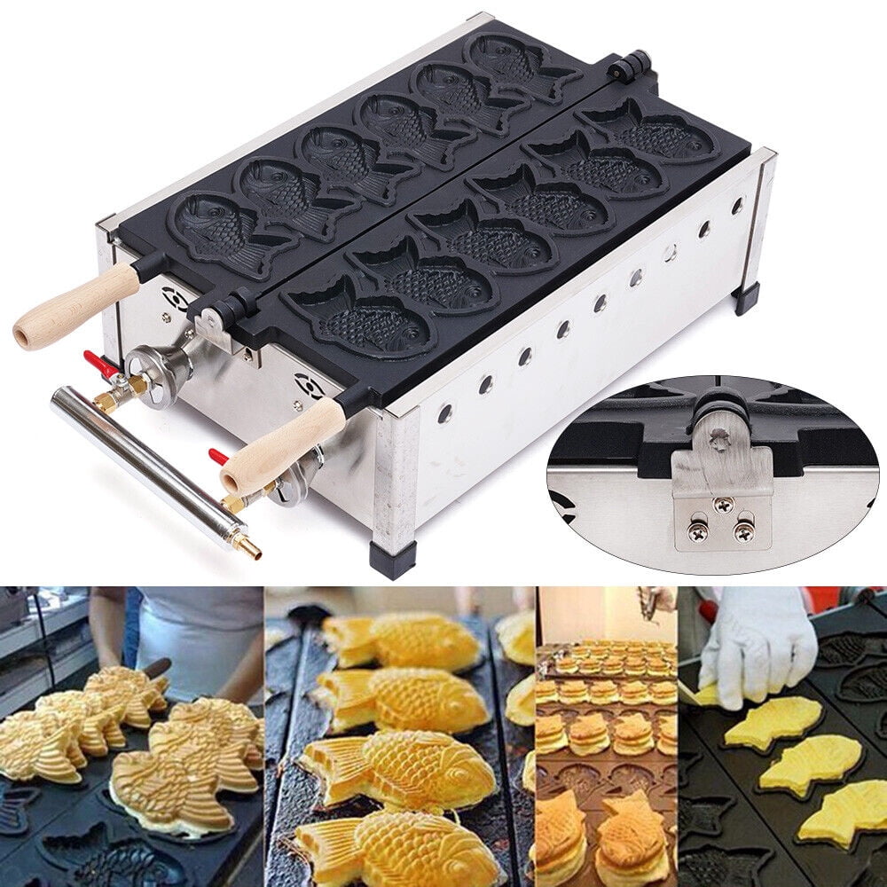 DENEST Commercial Taiyaki Machine Fish Shaped Waffle Maker Stainless