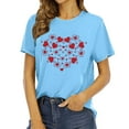 thumbnail image 2 of Chemises de la Saint-Valentin pour Femmes Col Rond Manches Courtes Mode Imprimé Cœur T-Shirt Ample Léger Confortable Blouses Douces Chandail Tenues Bleu m, 2 of 4