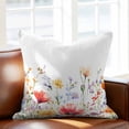 thumbnail image 2 of Pastoral Wild Flowers Throw Pillow Cover Farmhouse Floral Leaves Plants Cotton Linen Cushion Cover Throw Pillow Case with Invisible Zipper for Couch Sofa Bed Chair Car 20x20 Inch, 2 of 9