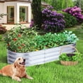 thumbnail image 4 of Aoodor Galvanized Raised Garden Bed Kit, 5x2x1 ft Oval Planter Box for Vegetables, Flowers, and Herbs, Outdoor Use, Silver, 4 of 9