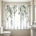 thumbnail image 4 of huayou 2 Pack Printed Kitchen Tier Curtains, 27.56x59.06 Inch Watercolor Eucalyptus Leaf Floral Short Window Curtains, for Indoor Kitchen Farmhouse Home Window Decor, 4 of 7