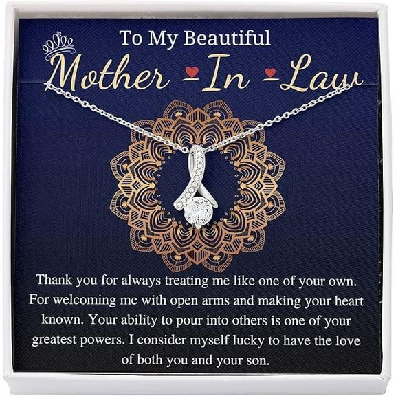Alluring Necklace for Mother in law from Daughter in law, Groom's Mother Gifts , from Bride to mum , with personalized Message Card Jewelry