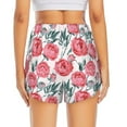 thumbnail image 4 of Xecao's Rose Flowers for a double-layer running short for women, perfect for gym, tennis, and more, featuring a convenient pocket., 4 of 9