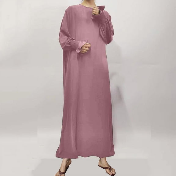 Wancir Basic for Women Fall Summer Long Sleeve High Neck Maxi Long Loose Fit Oversized Dresses Women 2024 Y2K