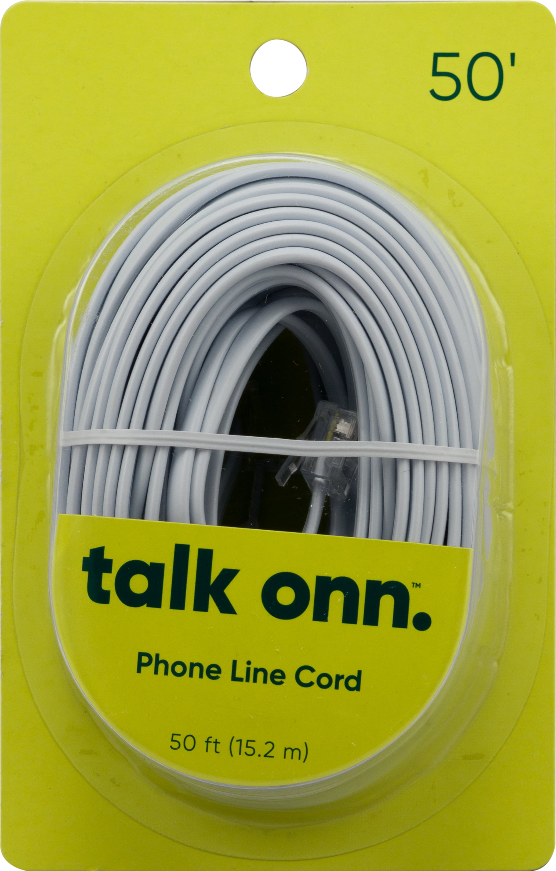onn Phone Line Cord for a Landline Phone, 50'