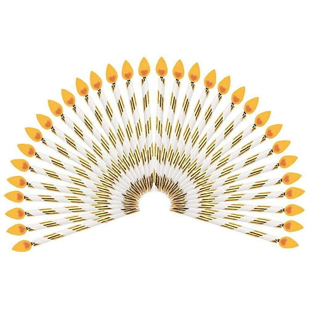 50pcs Colored Striped Straw Candle Style Cake Picks Cupcake Toppers Cake Decors