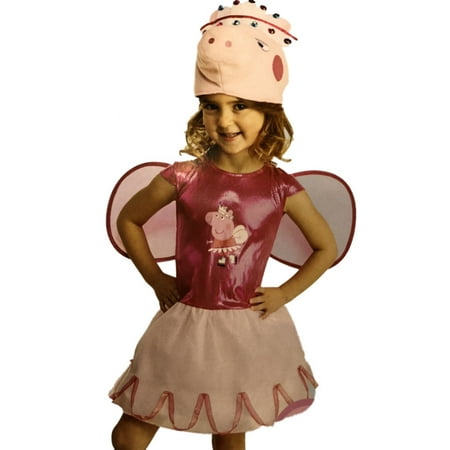 Toddler Girls Peppa Pig Costume With Dress Hat & Wings