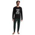 thumbnail image 2 of Yuaguia Family Christmas Matching Pajamas Set, Merry and Bright Light Print Long Sleeve Tops and Black Pants, Holiday Sleepwear, Men M, 2 of 6