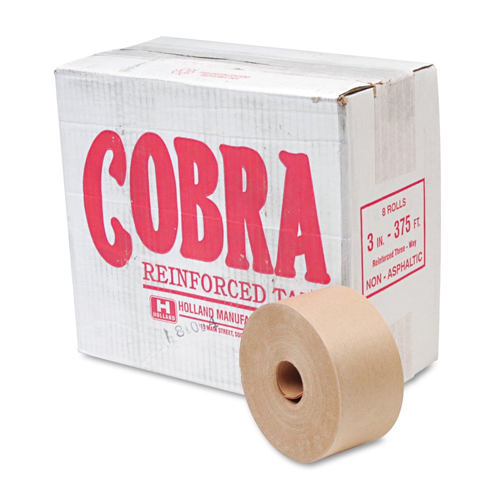 UFS7300 Reinforced Kraft Sealing Tape, 3" x 375ft, Brown, 8/Carton