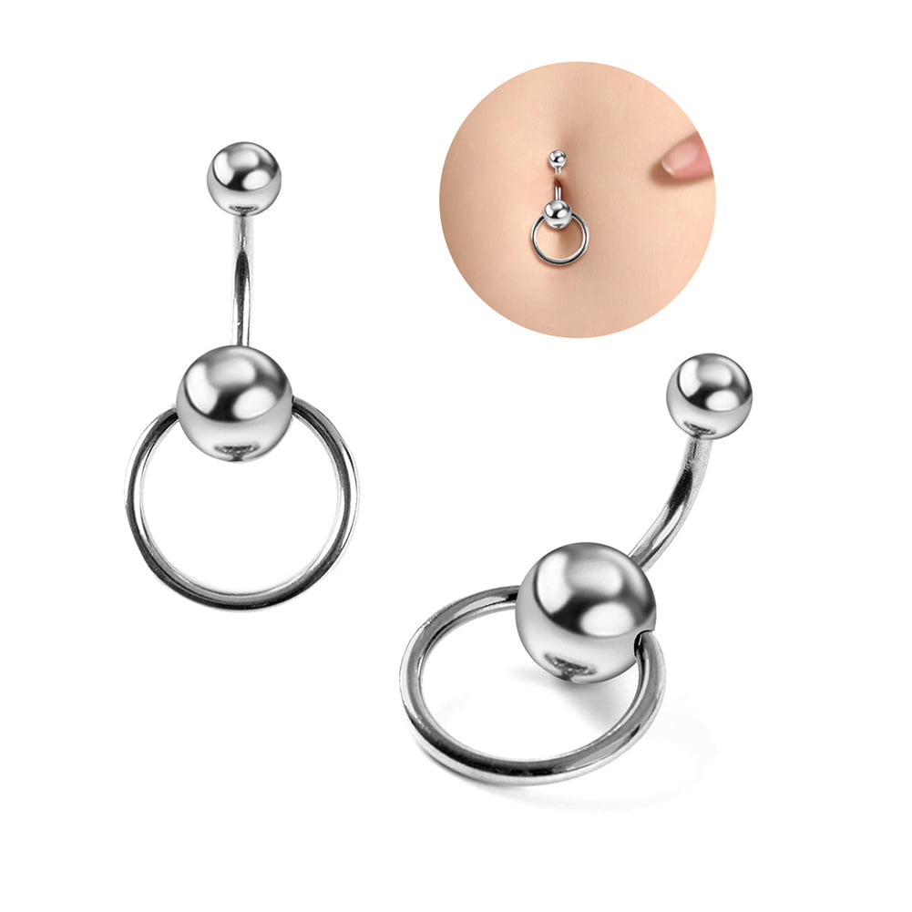 Bluelans Fashion Women Circle Ball Belly Button Bar Navel Ring Body Piercing Jewelry