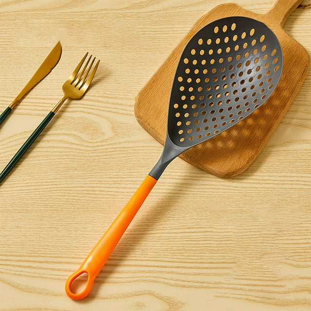 Oleegame 1PC Kitchen Utensils Set Multifunctional Cooking Spoon Slotted Spoon Colander Strainer Scoop Food Filter With Handle Kitchen Kitchen Tools For Cooking Orange