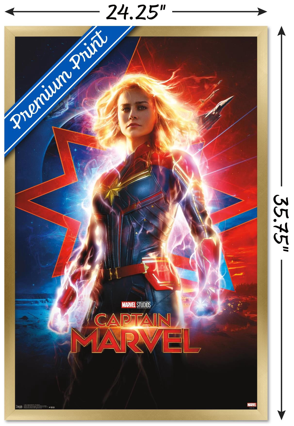 Marvel Cinematic Universe - Captain Marvel - One Sheet Wall Poster, 22.375" x 34", Framed