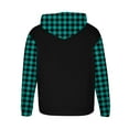 thumbnail image 5 of Bibifish Mens Hoodies Color Block Drawstring Hooded Sweatshirts With Plaid Pattern Fall Winter Warm Fleece Lightweight Pullover Tops, 5 of 5