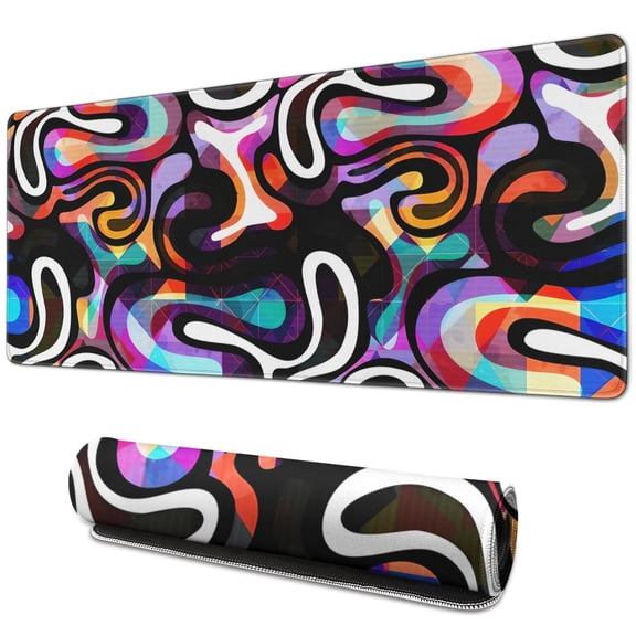 Improve Gaming Experience with Bright Graffiti Desk Mat - XXL Extended Mouse Pad, 31.5 x 11.8 in - Ideal for Office, Computer, Keyboard with Non-Slip Base & Stitched Edges