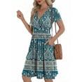 thumbnail image 4 of UVN Vestidos para Mujer con Escote en V Profundo, Manga Corta, Vestido Veraniego Midi para Fiesta con Bolsillo, 4 of 9