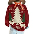thumbnail image 4 of Women and Men Christmas Tops Christmas Tree Sweaters Printed Knit Shirts Fleece Thicken Sweatshirt Merry Christmas Pullover Christmas Couple Outfits, 4 of 9