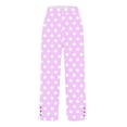 thumbnail image 6 of Women's Linen Pants Summer 2026 Casual Elastic Waist Split Straight Leg Pant Boho Printed Comfy Trousers with Pockets, 6 of 6