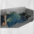 thumbnail image 5 of Mountain Soft Flannel Fleece Throw Blanket, Geometric Landscape Illustration, Cozy Plush for Indoor and Outdoor Use, 70" x 90", Sea Blue Pale Green, by Ambesonne, 5 of 5