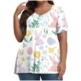 thumbnail image 1 of Pisexur Hauts de Printemps pour Femmes 2025 Mode Été Imprimé Manches Courtes Col Rond Multicolore,5TG, 1 of 7