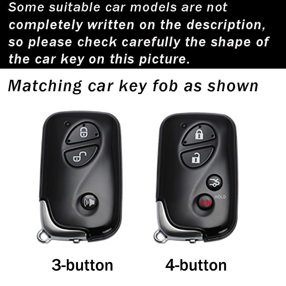 Key Cover with Keychain Fit for Lexus Key Fob Durable Key Fob Holder Metal Key Shell Silicone Smart Remote Key Case for ES350 GS300 GS350 GS430 GS450h ISC IS250 IS350 LS460 LS600h