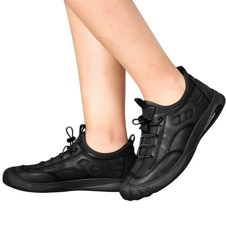 

dmqupv Sneakers Men Fashion Mens Shoes Large Size Casual Leather Laace Up Solid Color Casual Sneaker Stretcher Men Black 10