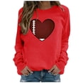 thumbnail image 2 of EQWLJWE Chandail en Molleton Jour de Match Femme Drôle Amour Football Imprimé Graphique Surdimensionné Chandail en Molleton Manches Longues Col Rond Chandail Femme Bonjour Automne Chandail en Molleton Tops d'Entraînement pour Femmes, 2 of 5